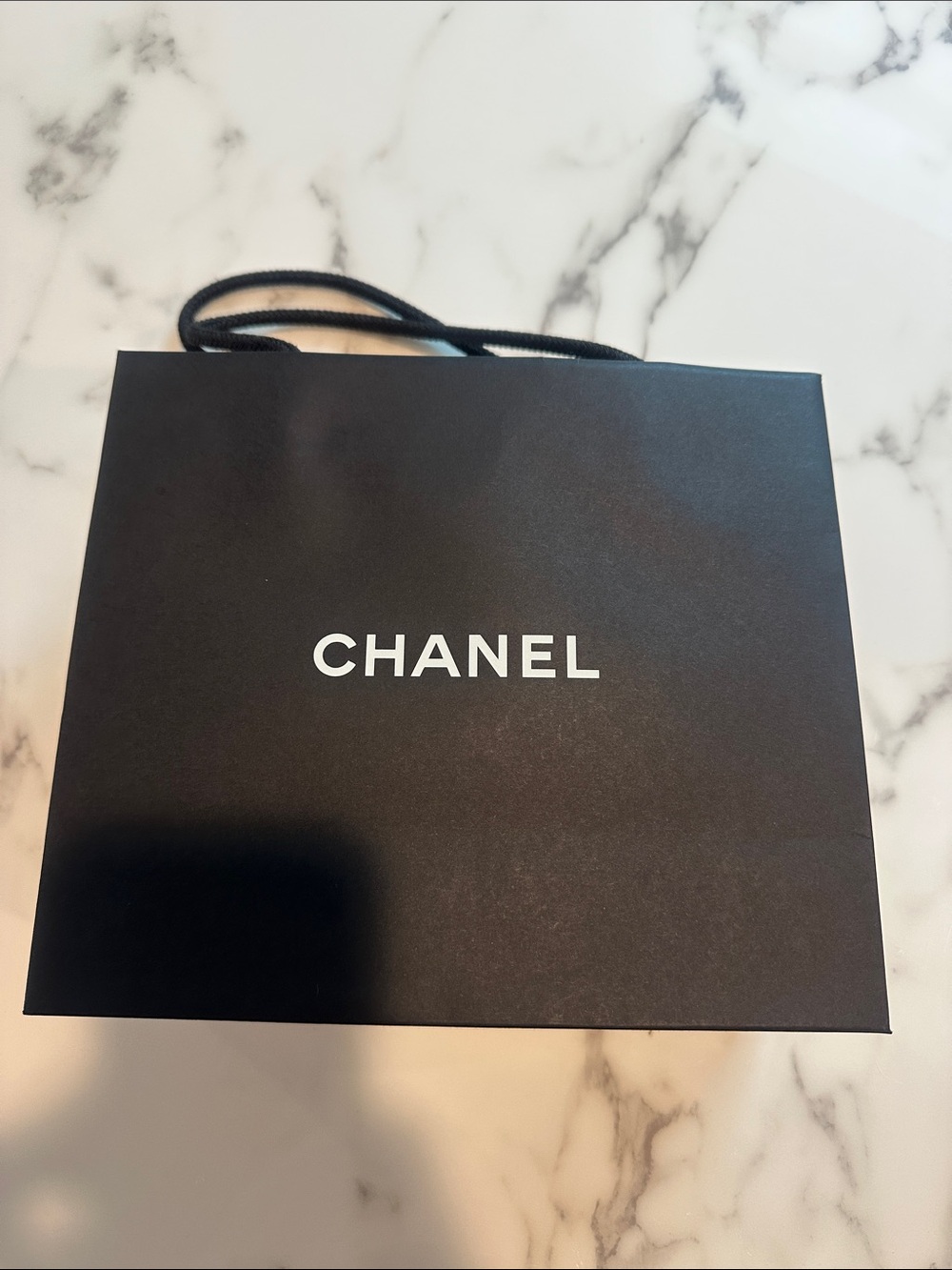 CHANEL Black and White Branded Gift Bag with Rope Handles (31)